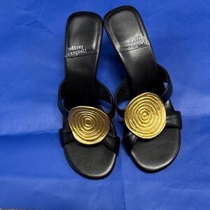 Jeffrey Campbell Black Sandals with Gold Accent